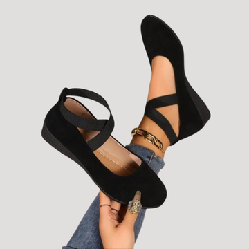 Women's Mary Jane Cross Strap Pointed Toe Flat Shoes