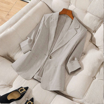 Women's Blazer Striped Contrast Single Breasted