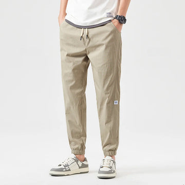 Men's Tapered Jogger Trousers - Elasticated Drawstring Waist - Cuffed Ankle Casual Style