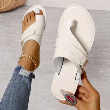 Women's Toe Loop Sandals - Ankle Strap - Flat Sole