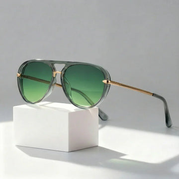 Unisex Aviator Sunglasses - Double Bridge Metal Temple Design