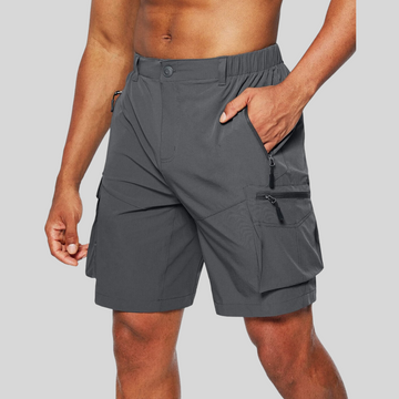 Men's Cargo Shorts - Elastic Waist - Multiple Zip Pockets