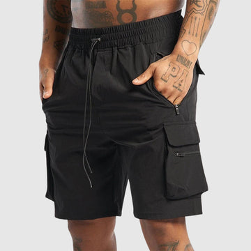 Men's Cargo Shorts - Elasticated Waistband - Drawstring - Flap Pockets