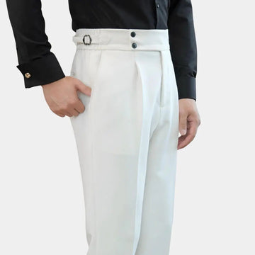 Men’s Pleated Trousers – Side-Tab Adjusters and Stretch Fit for Modern Tailoring