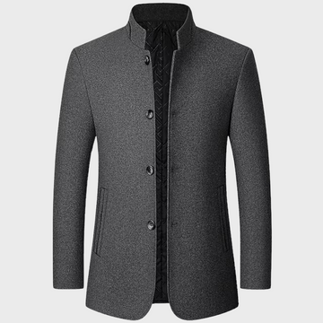 Men’s Stand Collar Business Coat with Side Pockets – Tailored Smart-Casual