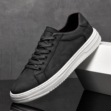 Men's Low-Top Trainers - Smart Casual Lace-Up Sneakers with Thick White Cupsole