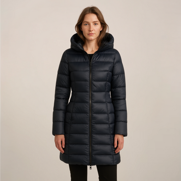 Women’s Long Puffer Jacket – Hooded – Slim Fit – Winter Coat