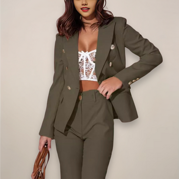 Women’s Two-Piece Blazer Suit – Elegant Tailored Set for Work and Formal Occasions