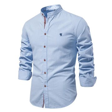 Men's Linen Shirt Stand Collar