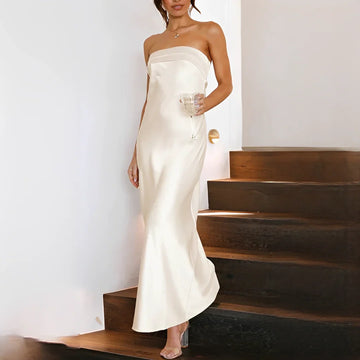 Women's Strapless Cut-Out Back Maxi Dress
